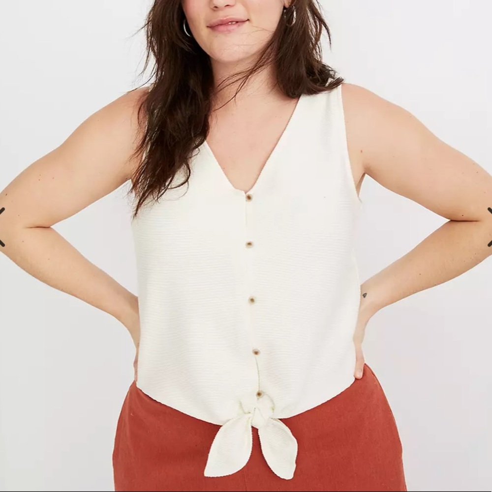 Madewell Texture & Thread Button-Front Tie Tank